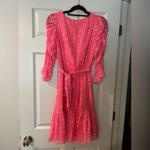 Lilly Pulitzer Chianna Coral Sands Good Metallic Silk Clip Dot dress size 4